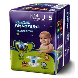 PAÑAL KLEEN BEBE ABSORSEC JUMBO 14 PIEZAS