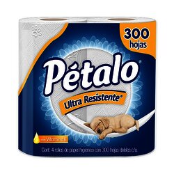 PAPEL HIGIENICO PETALO 4 ROLLOS DE 300 HOJAS PAPEL HIGIENICO PETALO 4 ROLLOS DE 300 HOJAS