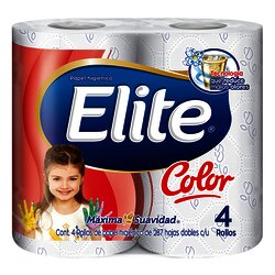 PAPEL HIGIENIC ELITE COLOR 4 ROLLOS 287 HOJAS PAPEL HIGIENIC ELITE COLOR 4 ROLLOS 287 HOJAS