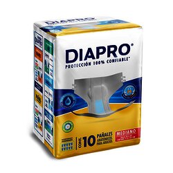PAÑAL PARA ADULTO DIAPRO MEDIANO CON 10 PIEZAS