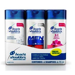 SHAMPOO HEAD&SHOULDERS PAQ 6 PZ SURTIDO DE 90 ML