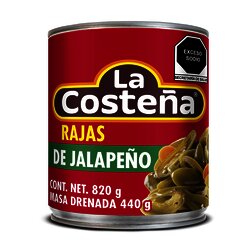 CHILE JALAPEÑO RAJAS LA COSTEÑA 820 GR