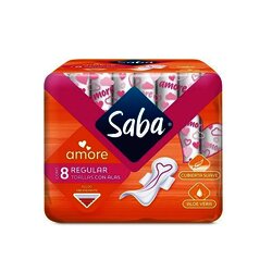 TOALLA FEMENINA SABA AMORE CON ALAS 8 PZ TOALLA FEMENINA SABA AMORE CON ALAS 8 PZ