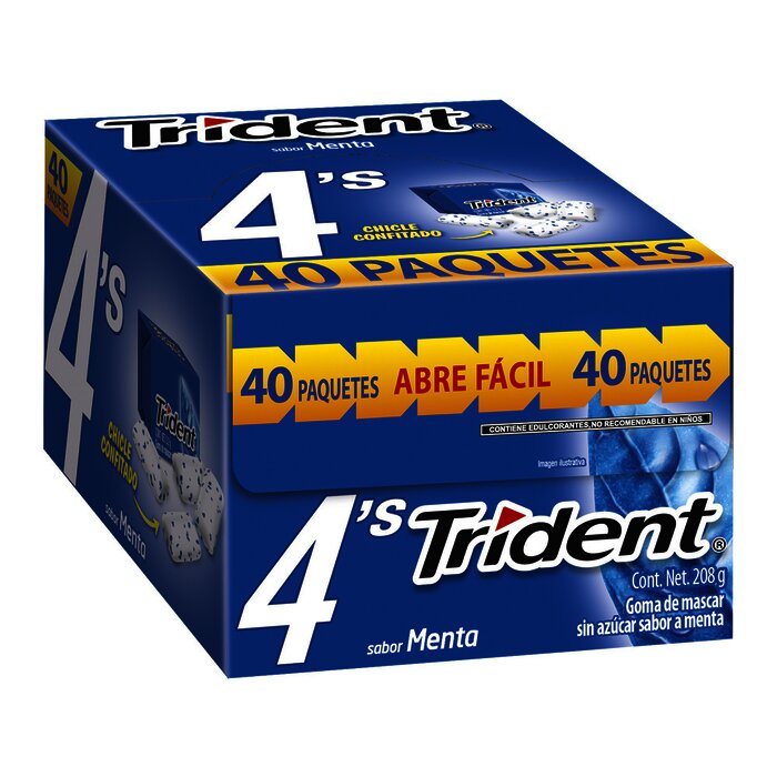 CHICLE TRIDENT 4 PAST PAQ C/40 PZ MENTA