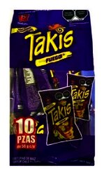 TAKIS FUEGO PAQUETE CON 10 PIEZAS DE 56 GR C/U