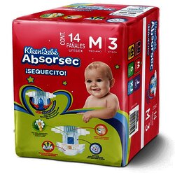 PAÑAL KLEEN BEBE ABSORSEC MEDIANO 16 PIEZAS