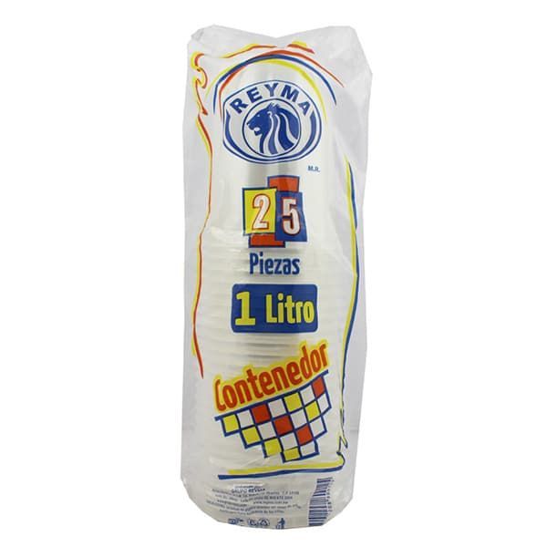 TAPA PLASTICA PARA VASO 1 LITRO REYMA C/25