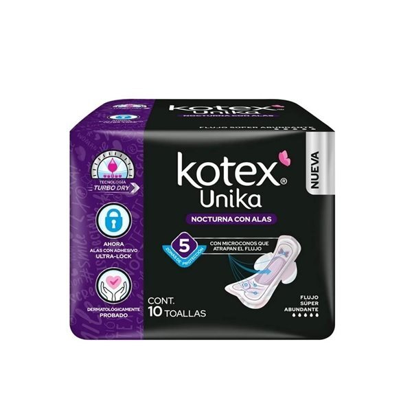 TOALLA FEMENINA KOTEX U NOCTURNA CON ALAS C/10