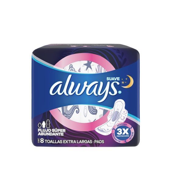 TOALLA FEMENINA ALWAYS NOCHE SUAVE CON ALAS C/8 PZ