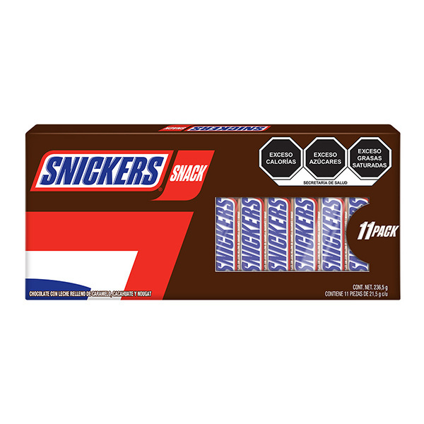 CHOCOLATE SNICKERS SNACK 11 PIEZAS DE 21.5 GR