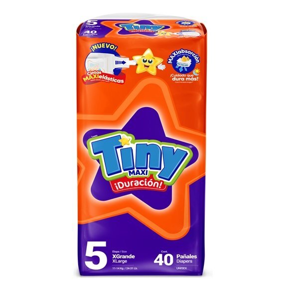 PAÑAL TINY EXTRA GRANDE CON 40 PIEZAS