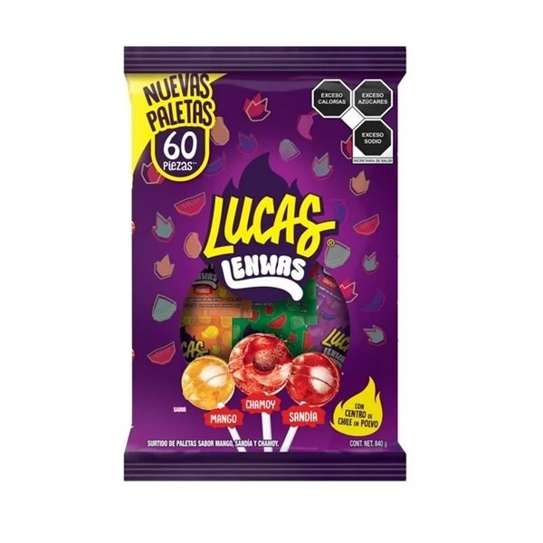 PALETA LUCAS LENWAS SURTIDO BOLSA 840 GR C/60 PIEZAS